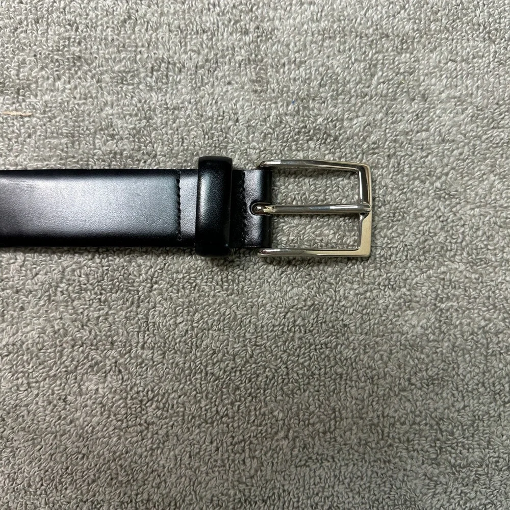 Country Road Mens Black Leather Belt Made in Italy Size 38 95 Silver Buckle